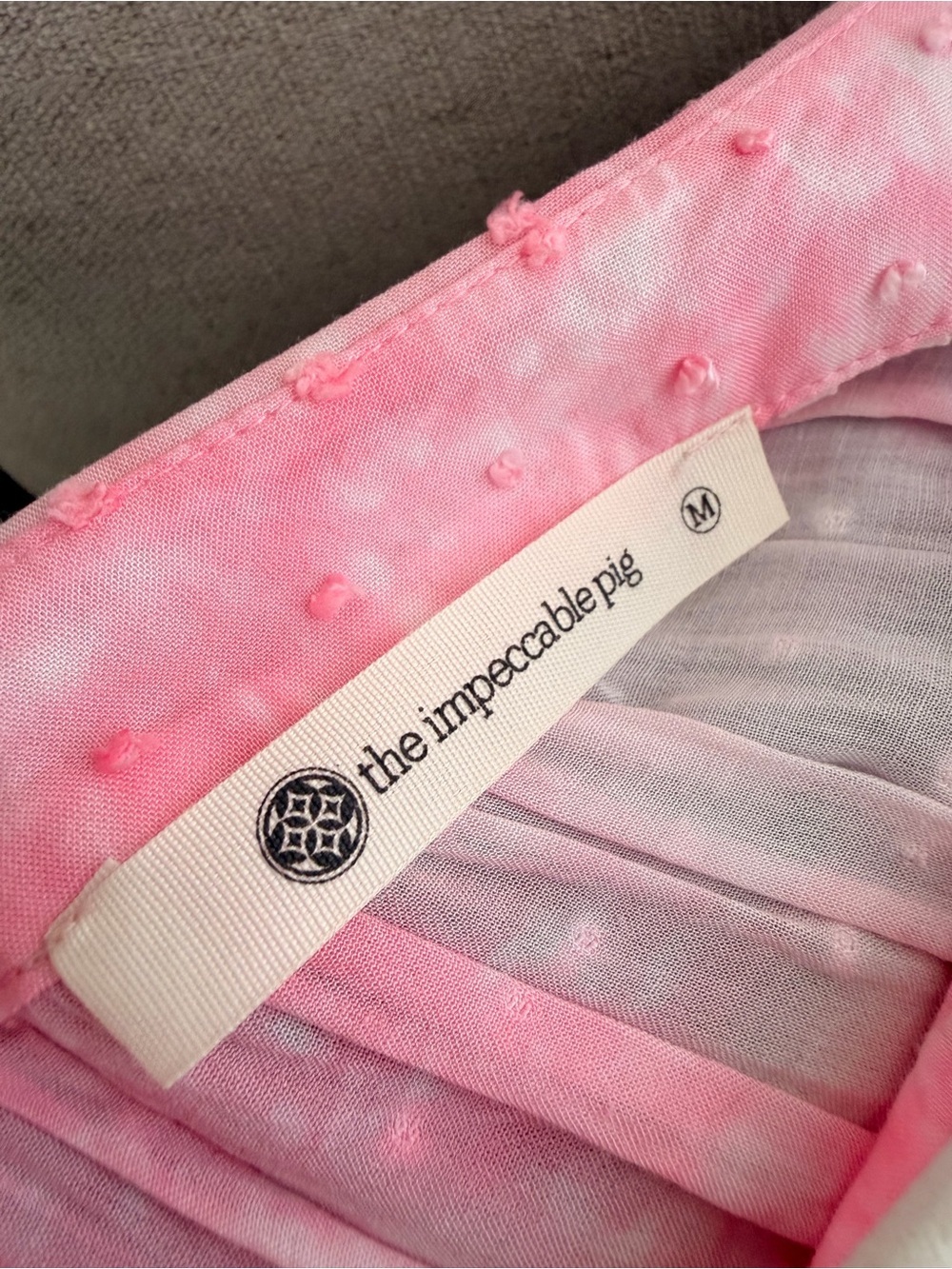 The Impeccable Pig Pink Tie-Dye Pleated Button-Front Romper - Picture 3 of 4